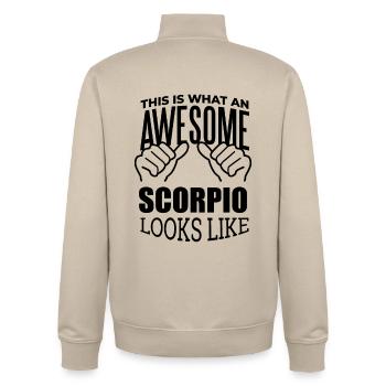 Scorpion - Sweat zippé unisexe en coton bio Stanley/Stella - beige crème - Dos - AI Model Male 185 dark (185cm)