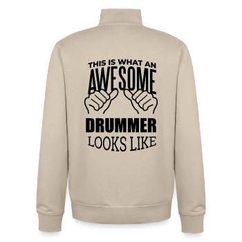 Drummer - Unisex Organic Zip Sweatshirt by Stanley/Stella - desert dust - Back - AI Model Male 185 dark (185cm)
