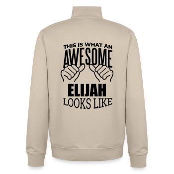 Elijah - Unisex Organic Zip Sweatshirt by Stanley/Stella - desert dust - Back - AI Model Male 185 dark (185cm)