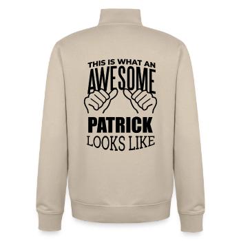 Patrick - Unisex Organic Zip Sweatshirt by Stanley/Stella - desert dust - Back - AI Model Male 185 dark (185cm)