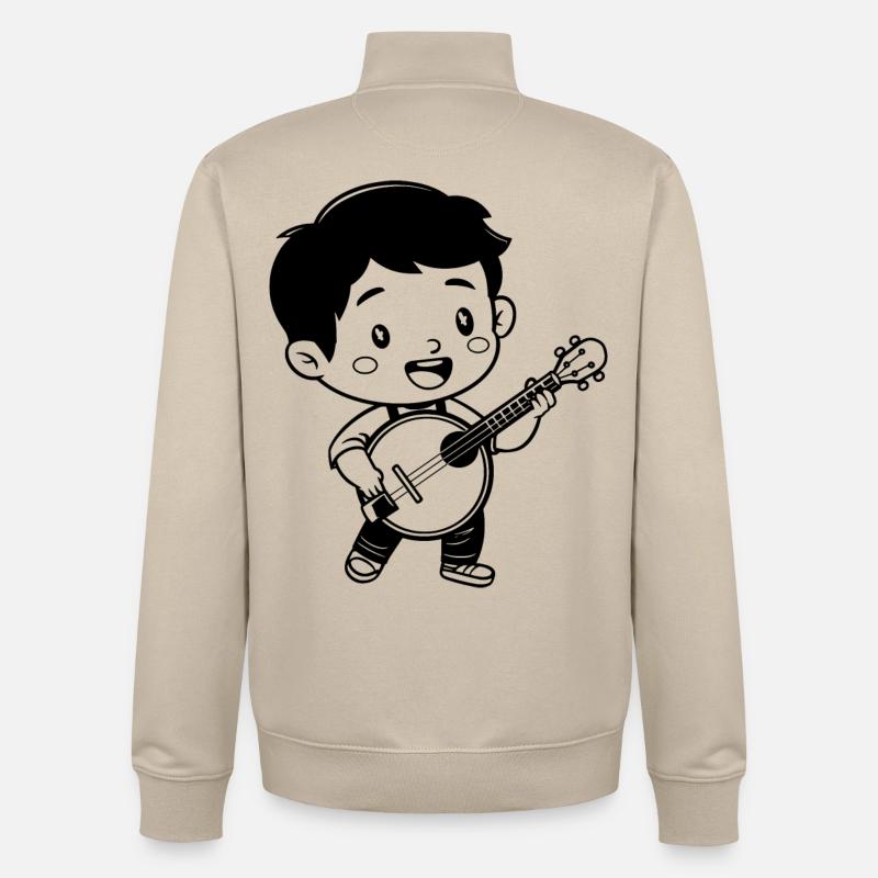 Dessin animé Banjo Boy - Sweat zippé unisexe en coton bio Stanley/Stella - beige crème