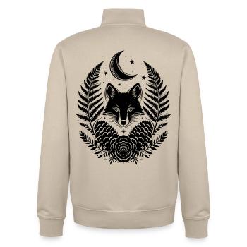 Filigraner Fuchs mit Farn und Zapfen im Herbst - Unisex Organic Zip Sweatshirt von Stanley/Stella - Cremebeige - Hinten - AI Model Male 185 dark (185cm)