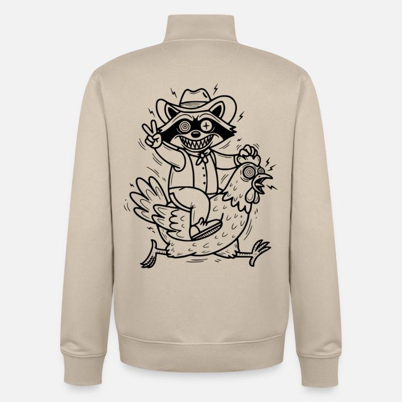 Raton laveur et poulet - Sweat zippé unisexe en coton bio Stanley/Stella - beige crème