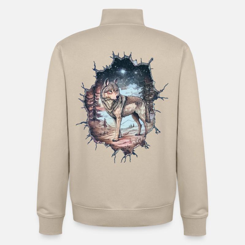 Loup - Sweat zippé unisexe en coton bio Stanley/Stella - beige crème
