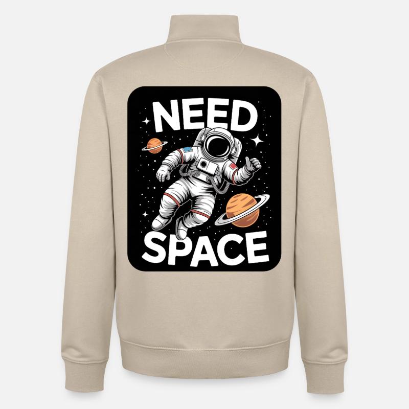 Besoin d’un motif astronaute spatial - Sweat zippé unisexe en coton bio Stanley/Stella - beige crème