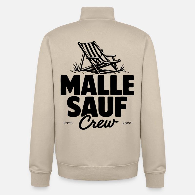 Malle Sauf Crew 2026 - Unisex Organic Zip Sweatshirt von Stanley/Stella - Cremebeige