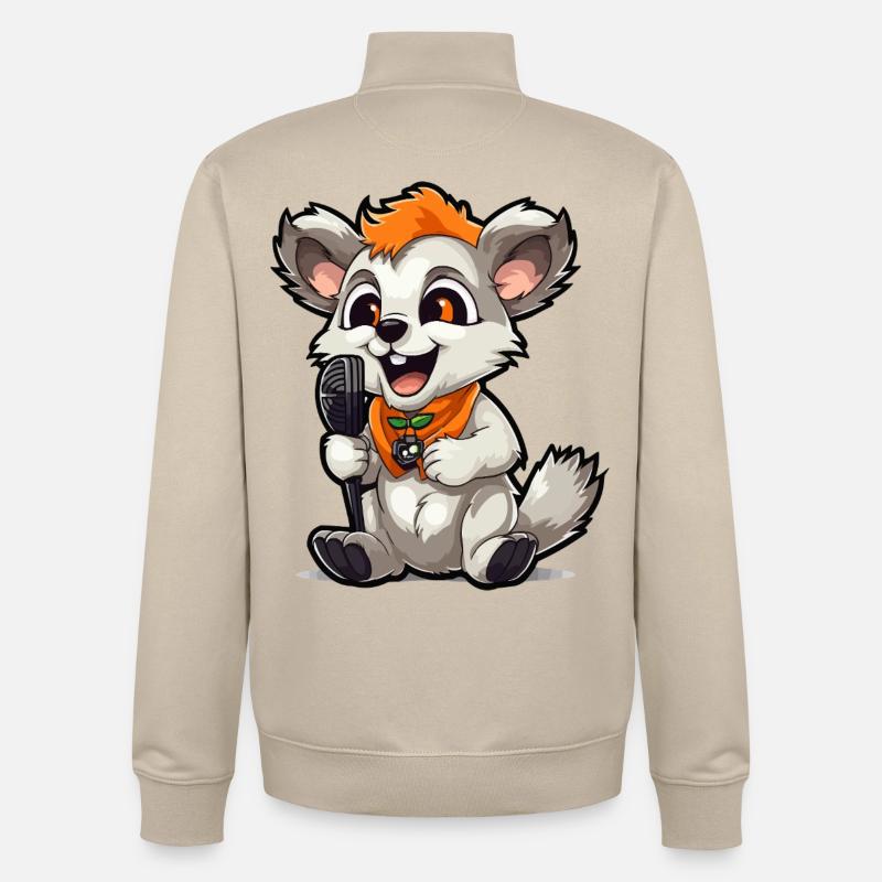 Singtierchen mit Mikrofon - Unisex Organic Zip Sweatshirt von Stanley/Stella - Cremebeige