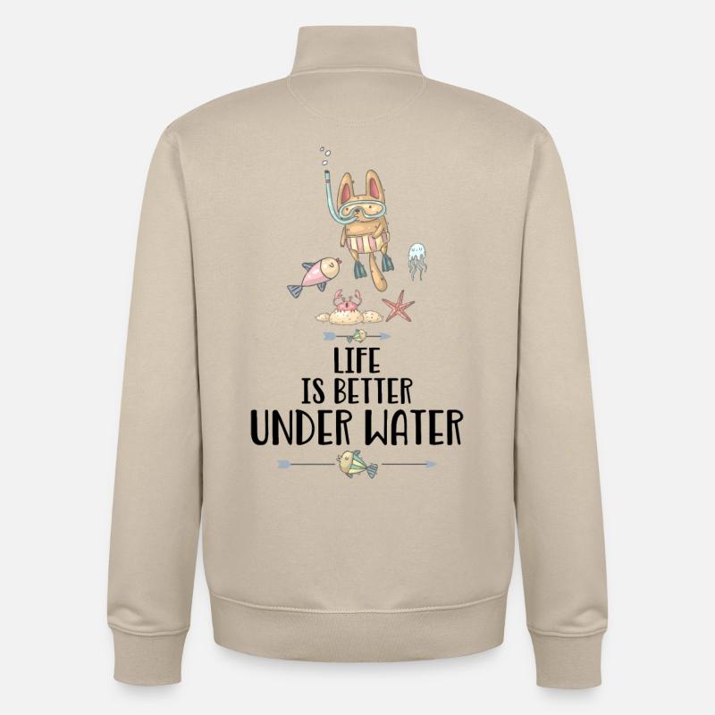 plongeur - Sweat zippé unisexe en coton bio Stanley/Stella - beige crème