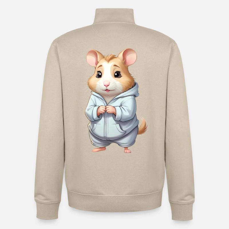 Cuddly Hero Hamster Pull à capuche - Sweat zippé unisexe en coton bio Stanley/Stella - beige crème