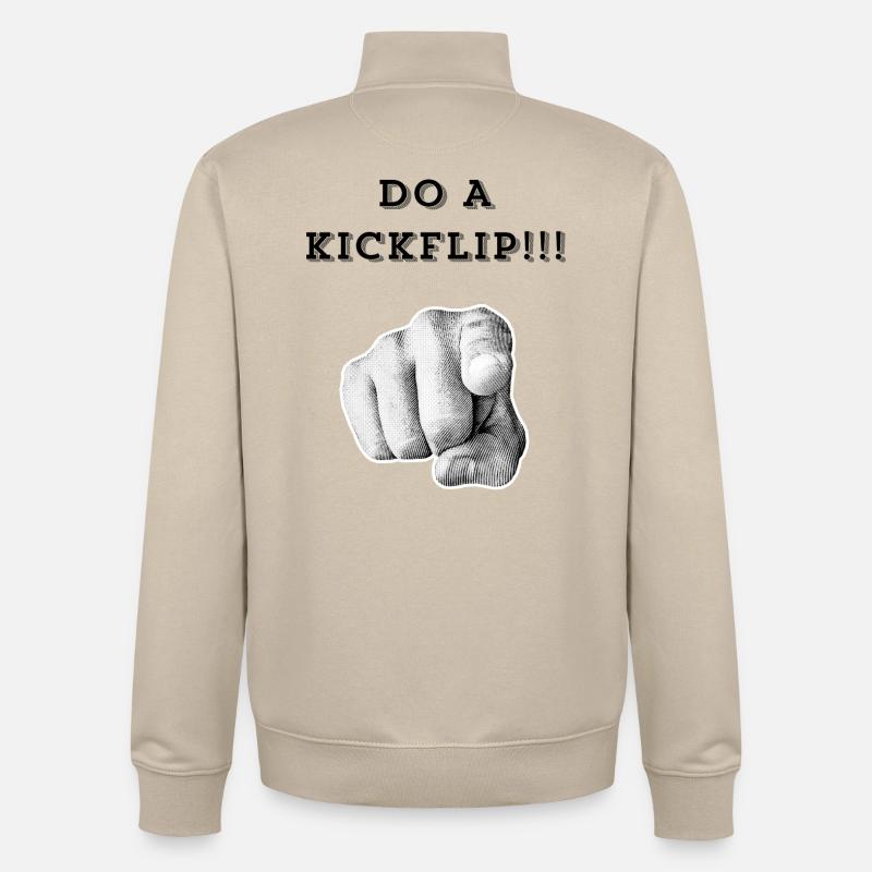 Mach einen Kickflip !! - Unisex Organic Zip Sweatshirt von Stanley/Stella - Cremebeige