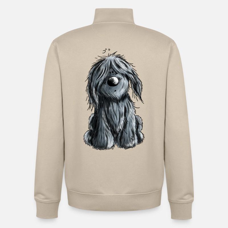 Knuffiger schwarzer Briard - Hund - Geschenk - Unisex Organic Zip Sweatshirt von Stanley/Stella - Cremebeige