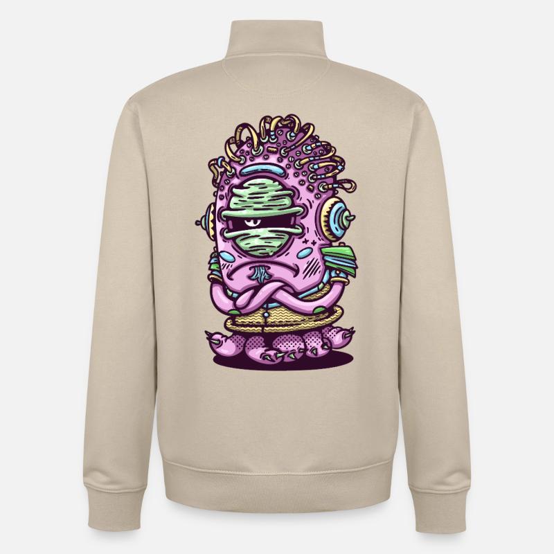 Créature extraterrestre rose de l’espace - Sweat zippé unisexe en coton bio Stanley/Stella - beige crème