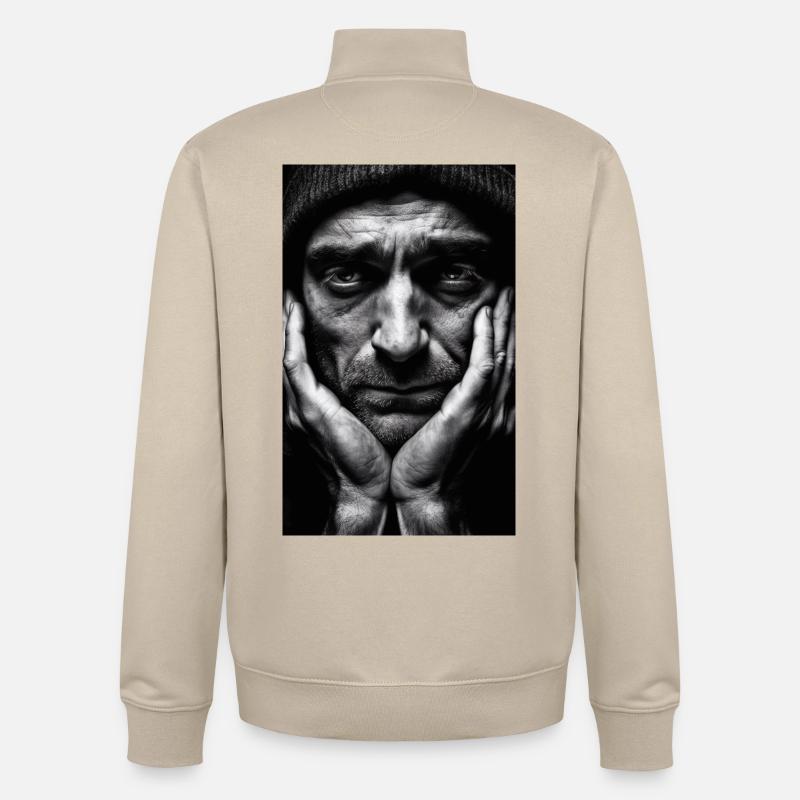 Thinking Guy - Unisex Organic Zip Sweatshirt von Stanley/Stella - Cremebeige