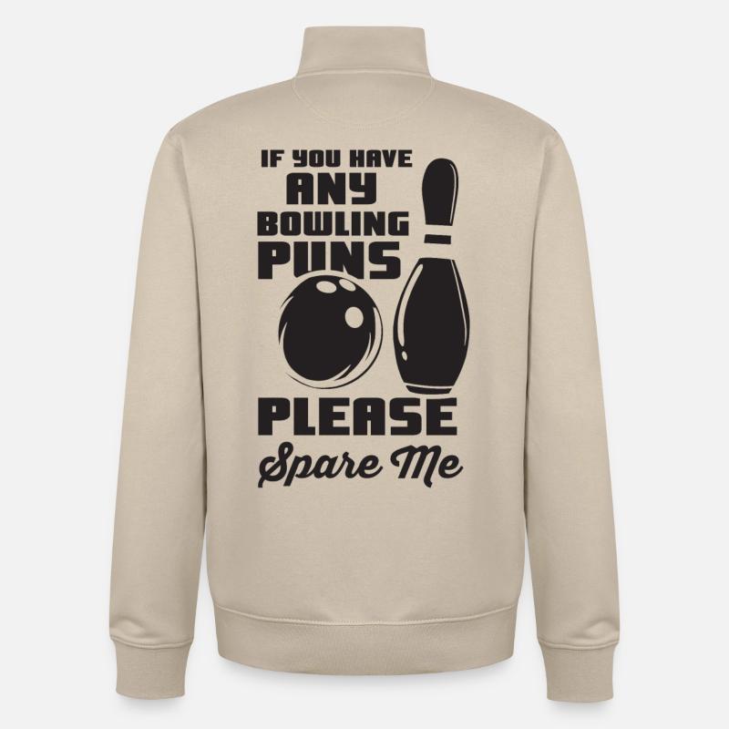 Jeu de mots de bowling - Sweat zippé unisexe en coton bio Stanley/Stella - beige crème