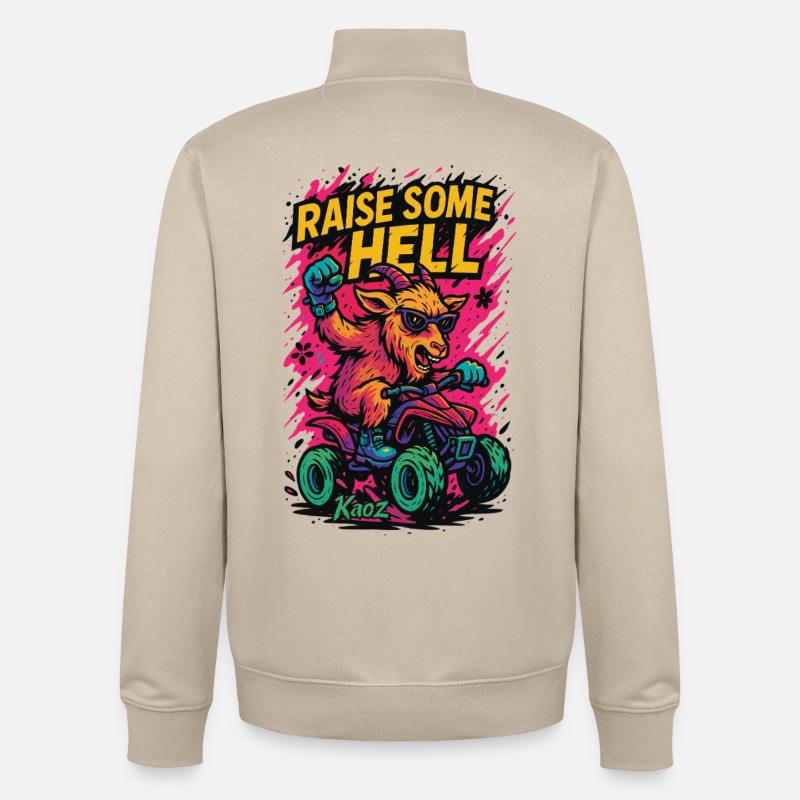 Raise Some Hell Ziege mit Quad - Unisex Organic Zip Sweatshirt von Stanley/Stella - Cremebeige