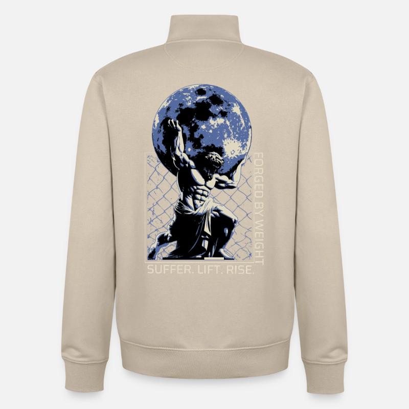 Graphique grec de Titan - Sweat zippé unisexe en coton bio Stanley/Stella - beige crème