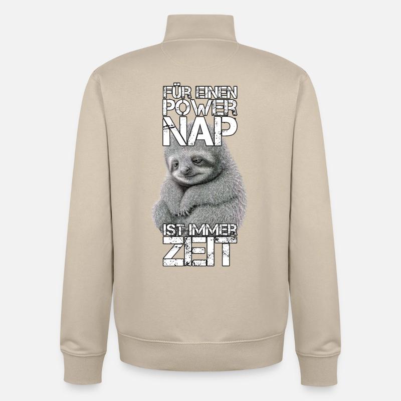 Faultier Power Nap Geschenk - Unisex Organic Zip Sweatshirt von Stanley/Stella - Cremebeige