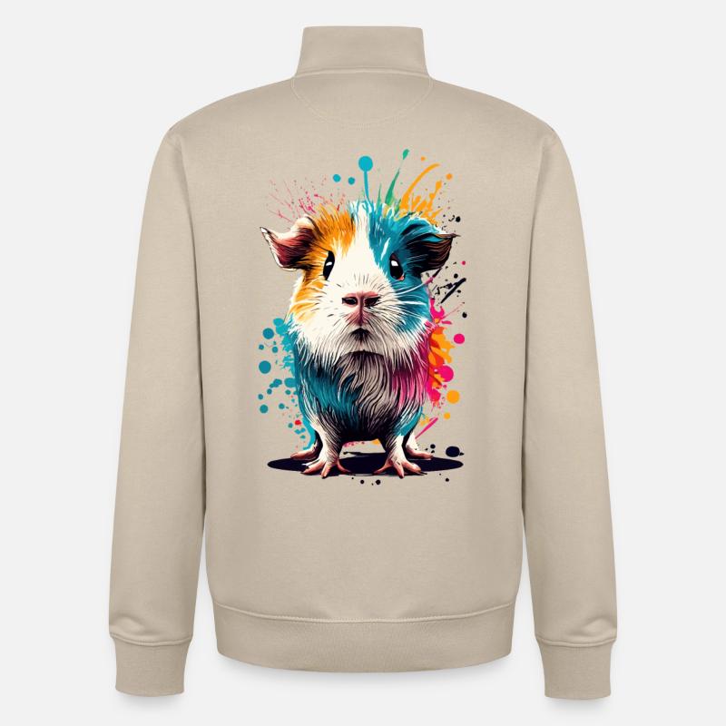 Cochon d’Inde - Mignon cochon d’Inde - Sweat zippé unisexe en coton bio Stanley/Stella - beige crème