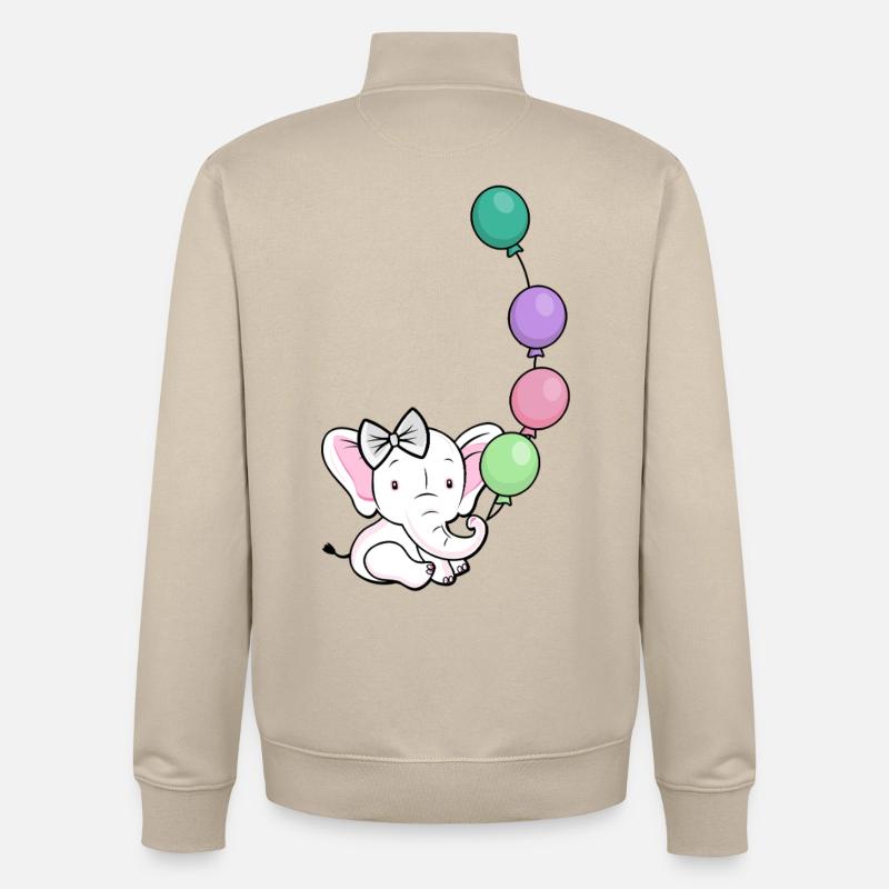 Ballonelefant mit Bogen - Unisex Organic Zip Sweatshirt von Stanley/Stella - Cremebeige