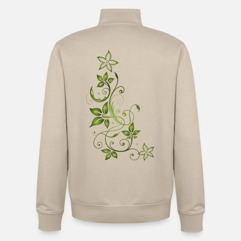 Feuille feuilles automne vert vrille - Sweat zippé unisexe en coton bio Stanley/Stella - beige crème