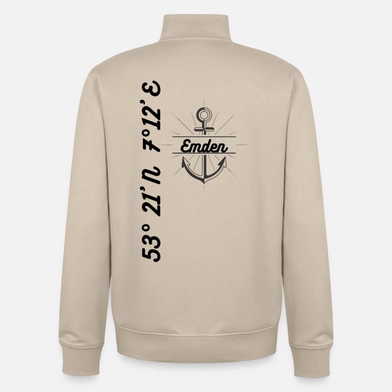 Emden coordonne le mode maritime - Sweat zippé unisexe en coton bio Stanley/Stella - beige crème