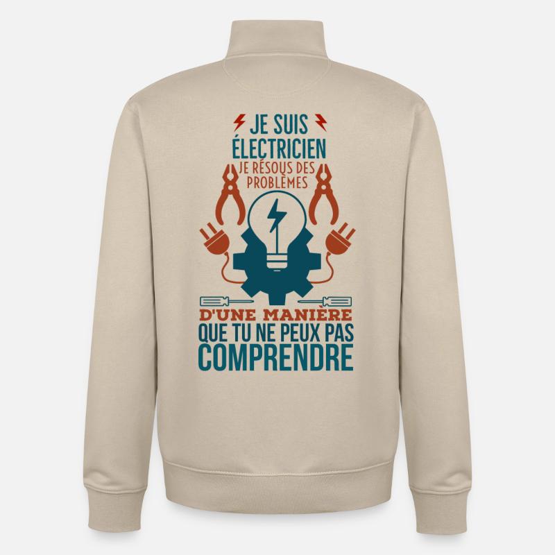 Ich bin ein Elektriker. - Unisex Organic Zip Sweatshirt von Stanley/Stella - Cremebeige