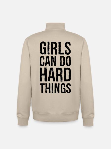 Mädchen können harte Dinge tun - Unisex Organic Zip Sweatshirt von Stanley/Stella - Cremebeige