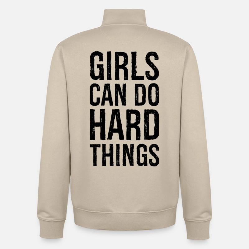Mädchen können harte Dinge tun - Unisex Organic Zip Sweatshirt von Stanley/Stella - Cremebeige