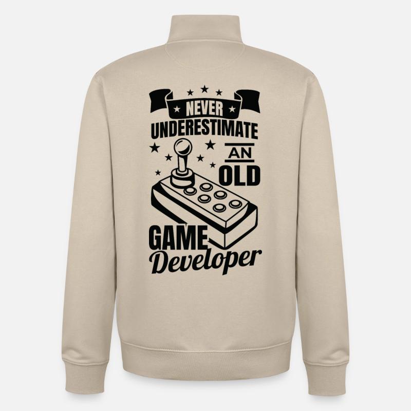 Never underestimate old game developers - Unisex Organic Zip Sweatshirt by Stanley/Stella - desert dust
