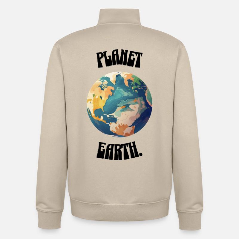 Planète Terre. - Sweat zippé unisexe en coton bio Stanley/Stella - beige crème