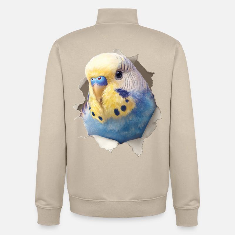 Perruche ondulée - Sweat zippé unisexe en coton bio Stanley/Stella - beige crème