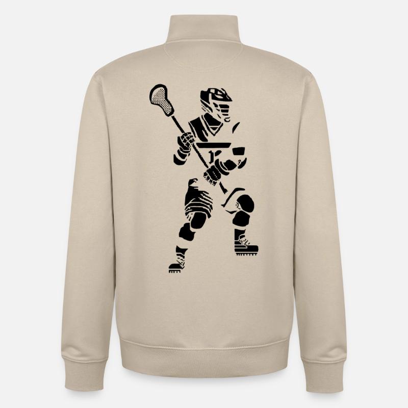 Graphique pixel du joueur de crosse - Sweat zippé unisexe en coton bio Stanley/Stella - beige crème