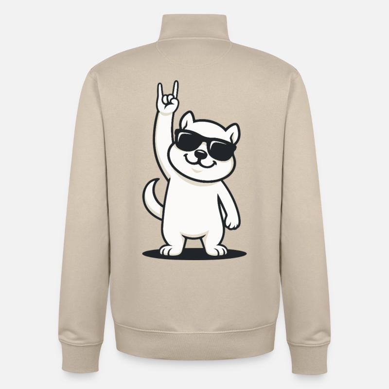 Écureuil à bascule - Sweat zippé unisexe en coton bio Stanley/Stella - beige crème