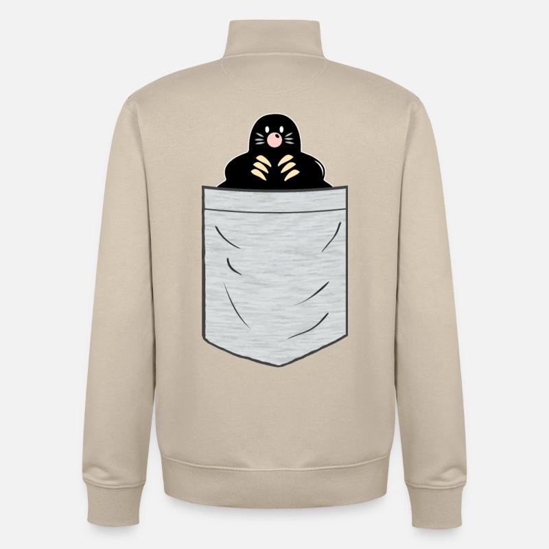 Poche poitrine Mole - Sweat zippé unisexe en coton bio Stanley/Stella - beige crème