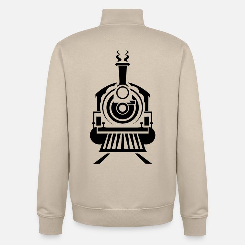 Graphiques de locomotives à vapeur - Sweat zippé unisexe en coton bio Stanley/Stella - beige crème
