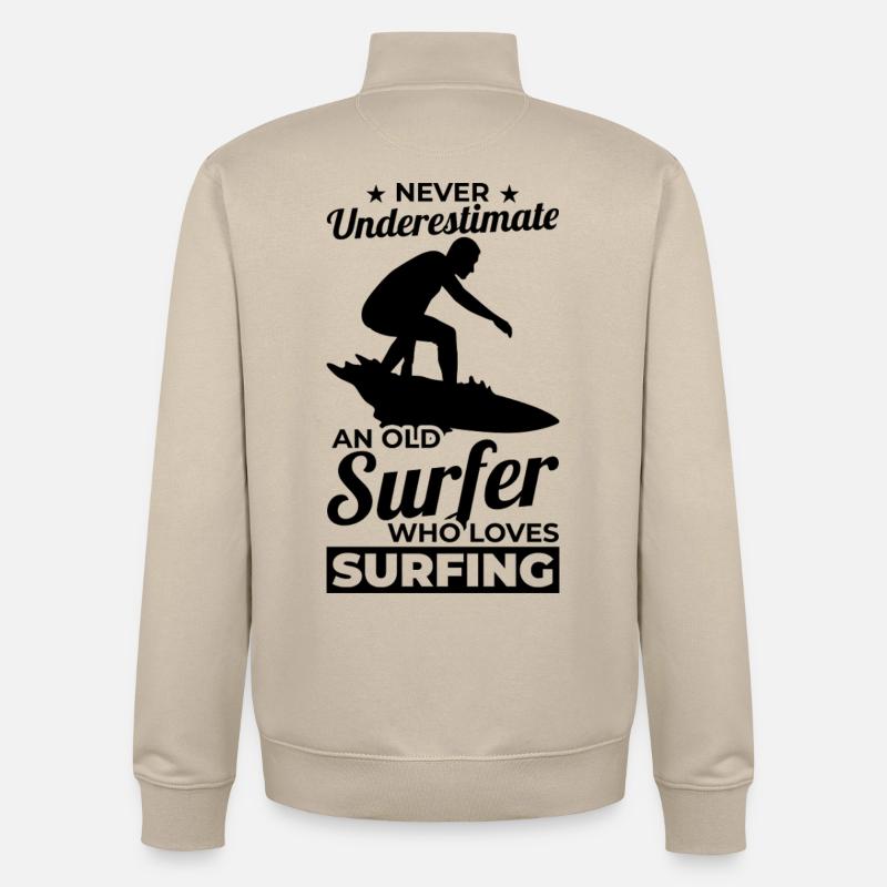 Surfeur Papi - Sweat zippé unisexe en coton bio Stanley/Stella - beige crème
