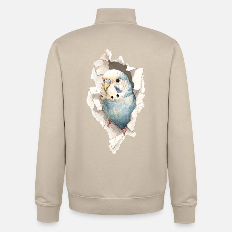 Perruche ondulée - Sweat zippé unisexe en coton bio Stanley/Stella - beige crème