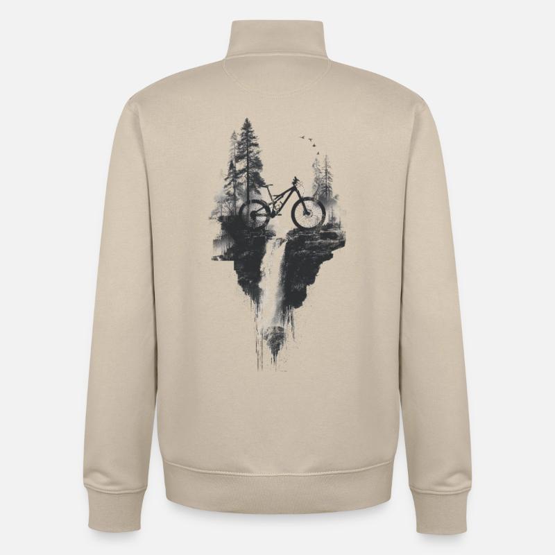 VTT, forêt, paysage, cascade, aventure - Sweat zippé unisexe en coton bio Stanley/Stella - beige crème