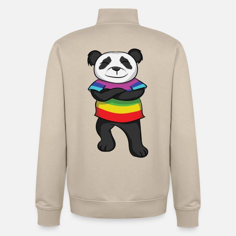 Panda Rainbow Pride with Attitude - Unisex Organic Zip Sweatshirt by Stanley/Stella - desert dust