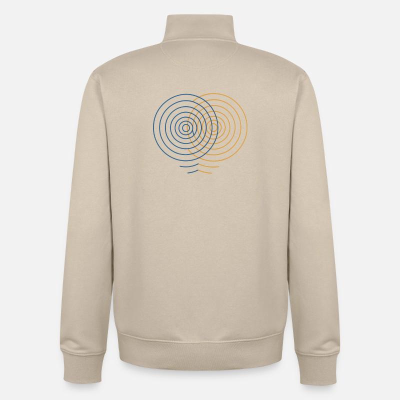 Interférence concentrique – Conception physique - Sweat zippé unisexe en coton bio Stanley/Stella - beige crème