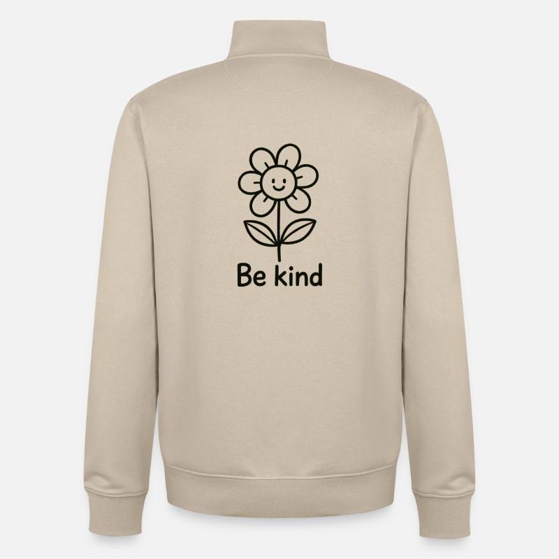 Fleur joyeuse avec message - Sweat zippé unisexe en coton bio Stanley/Stella - beige crème