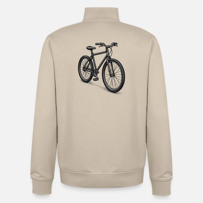 Silhouette de vélo rétro - Sweat zippé unisexe en coton bio Stanley/Stella - beige crème