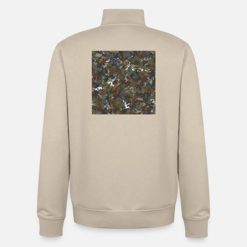 Camouflage forestier 4 saisons - Sweat zippé unisexe en coton bio Stanley/Stella - beige crème
