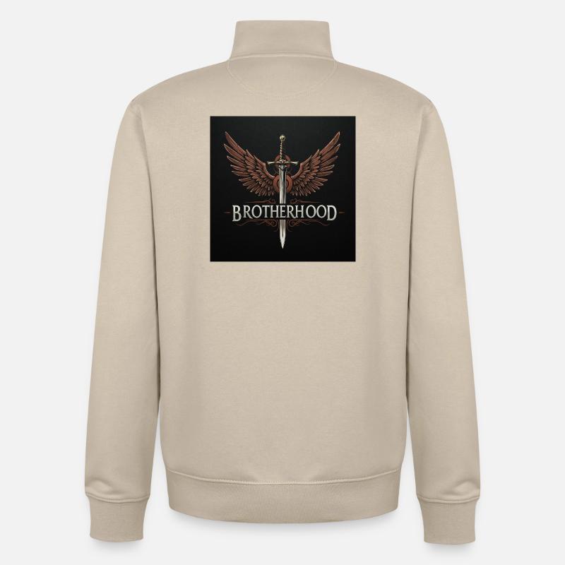 Fraternité Ailée Épée - Sweat zippé unisexe en coton bio Stanley/Stella - beige crème