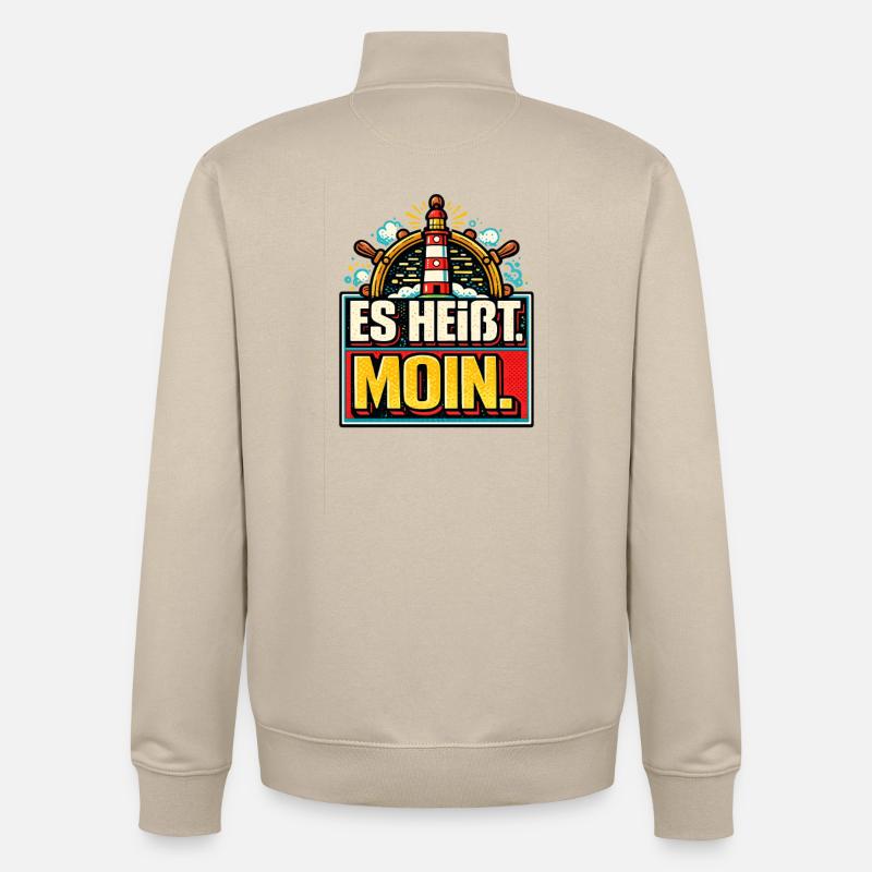 Es Heißt Moin - Maritimer Gruß - Unisex Organic Zip Sweatshirt von Stanley/Stella - Cremebeige