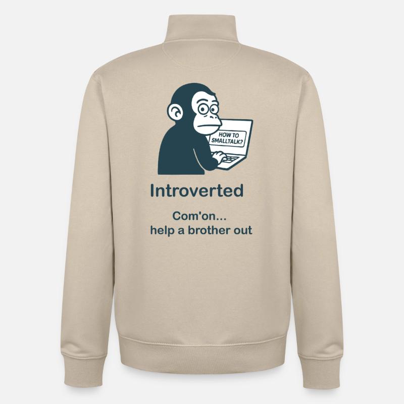 Introverti - À l’aide - Sweat zippé unisexe en coton bio Stanley/Stella - beige crème
