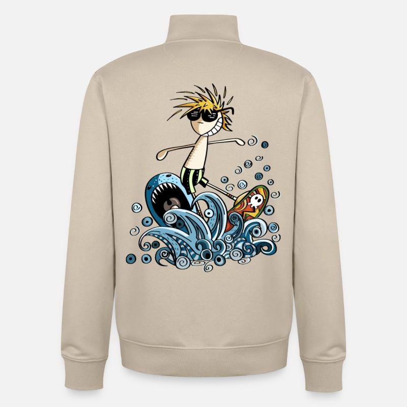 Cool Power Surfer - Bande dessinée - Sweat zippé unisexe en coton bio Stanley/Stella - beige crème