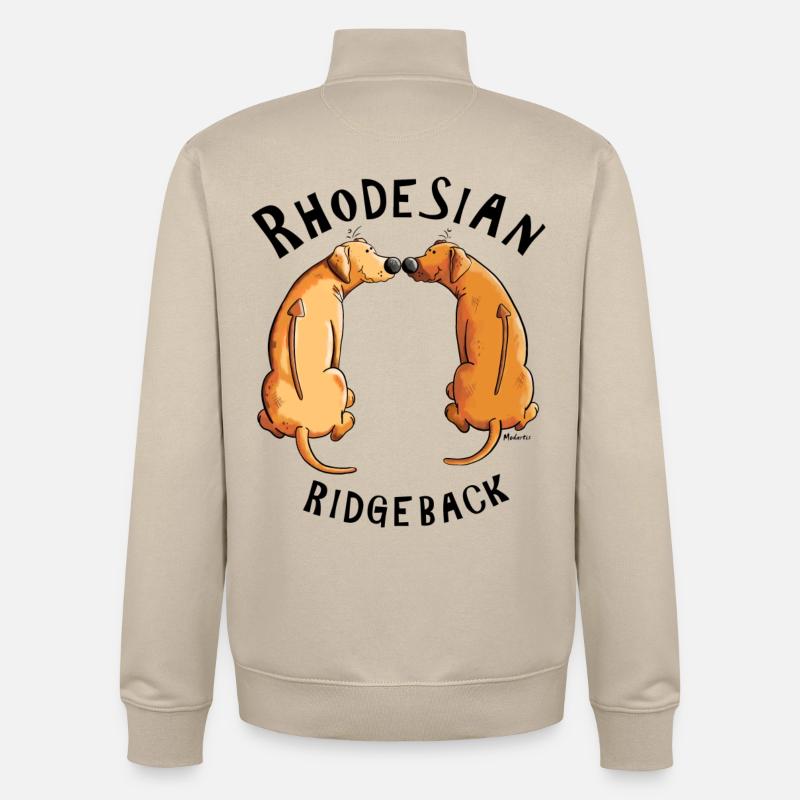 Heureux Rhodesian Ridgeback - Sweat zippé unisexe en coton bio Stanley/Stella - beige crème