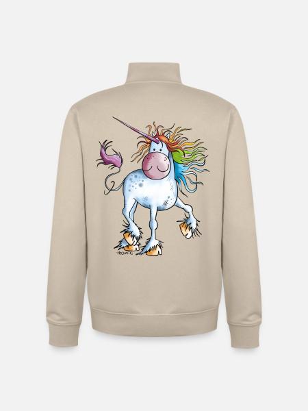 Rainbow Unicorn - Unisex Organic Zip Sweatshirt by Stanley/Stella - desert dust