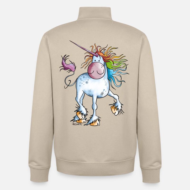 Rainbow Unicorn - Unisex Organic Zip Sweatshirt by Stanley/Stella - desert dust